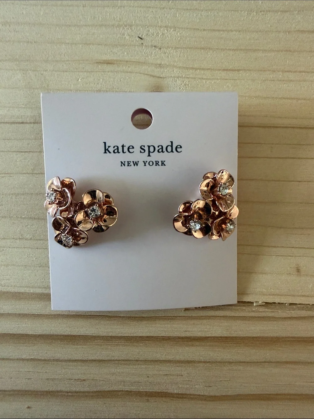 kate spade Rose Gold Floral Cluster Stud Earrings with Pink Pouch